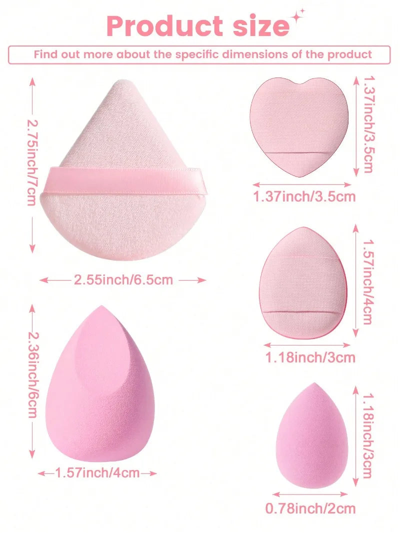 Face Makeup Tool Set With Organizer, Large Beauty Eggs Fan Puffs   Mini Beauty Eggs Thumb Puffs Makeup Sponge Puffs