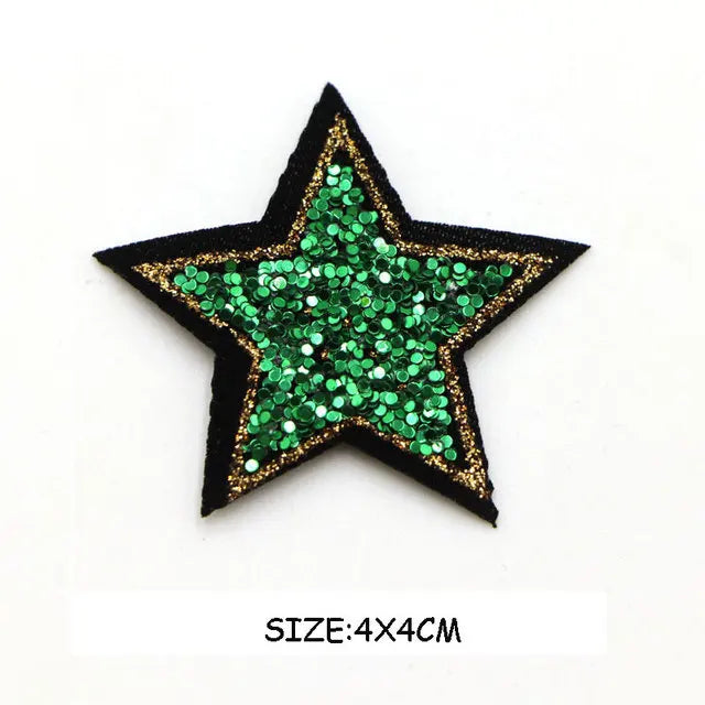 10Pcs/lot 4cm Rose Red Bling Star Patches For Clothes Iron-On Diy Parche Thermo Badge Appliques Sticker For Jeans Bags Shirt