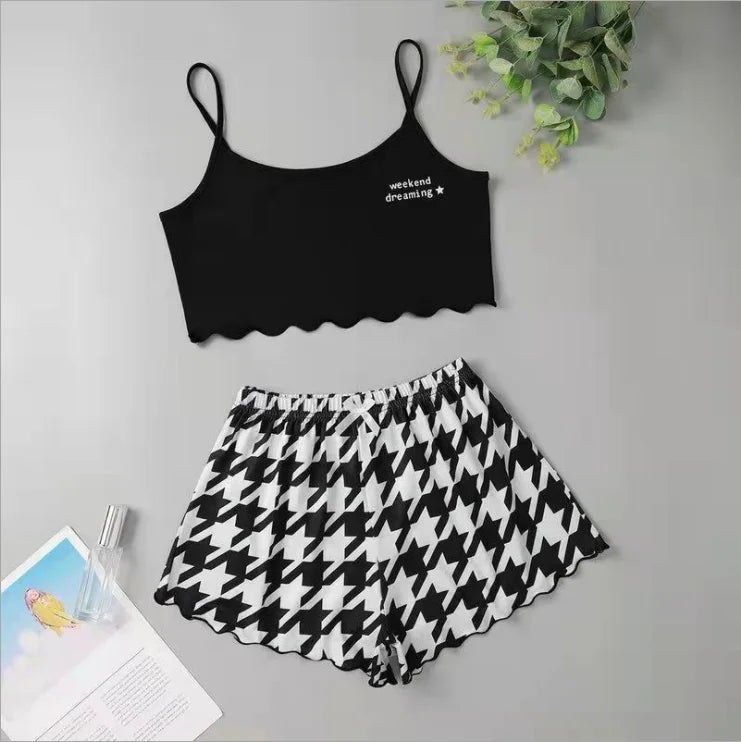 Hot Women's Sleepwear Cute Cartoon Print Short Set Pajamas for Women Pajama Set Sweet Short Sleeve V-Neck & Shorts Summer