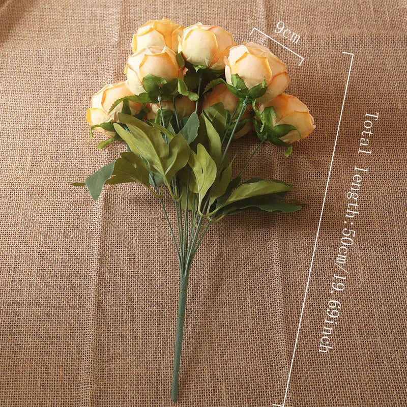 Hot 7/10 Heads Rose Bridal Bouquet Artificial Flower DIY Wedding Floral Arrangement Accessories Christmas Home Decor Photo Props