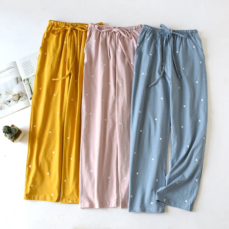 Winter Pajamas Home Pants For Women Elastic Trousers Loose Warm Thicken Fannel Pijamas Pants Sleepwear Printed Autumn Nightwear