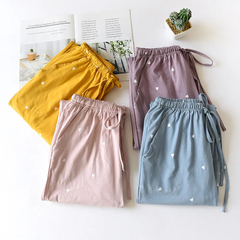 Winter Pajamas Home Pants For Women Elastic Trousers Loose Warm Thicken Fannel Pijamas Pants Sleepwear Printed Autumn Nightwear