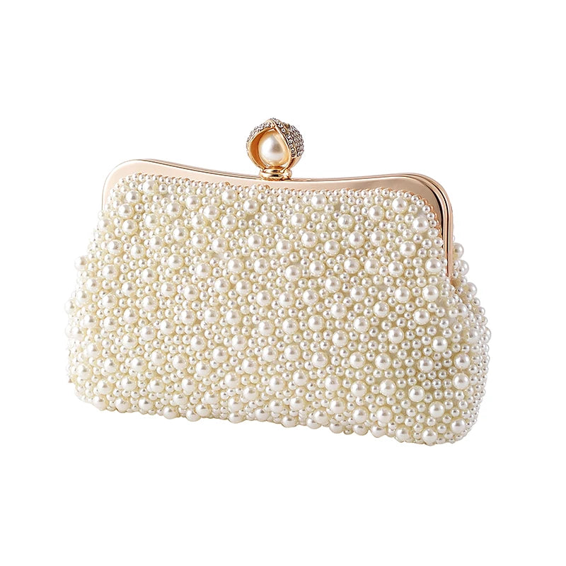 Women's Crystals / Pearls Polyester / Alloy Evening Bag Solid Color Beige