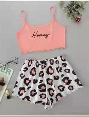 Hot Women's Sleepwear Cute Cartoon Print Short Set Pajamas for Women Pajama Set Sweet Short Sleeve V-Neck & Shorts Summer