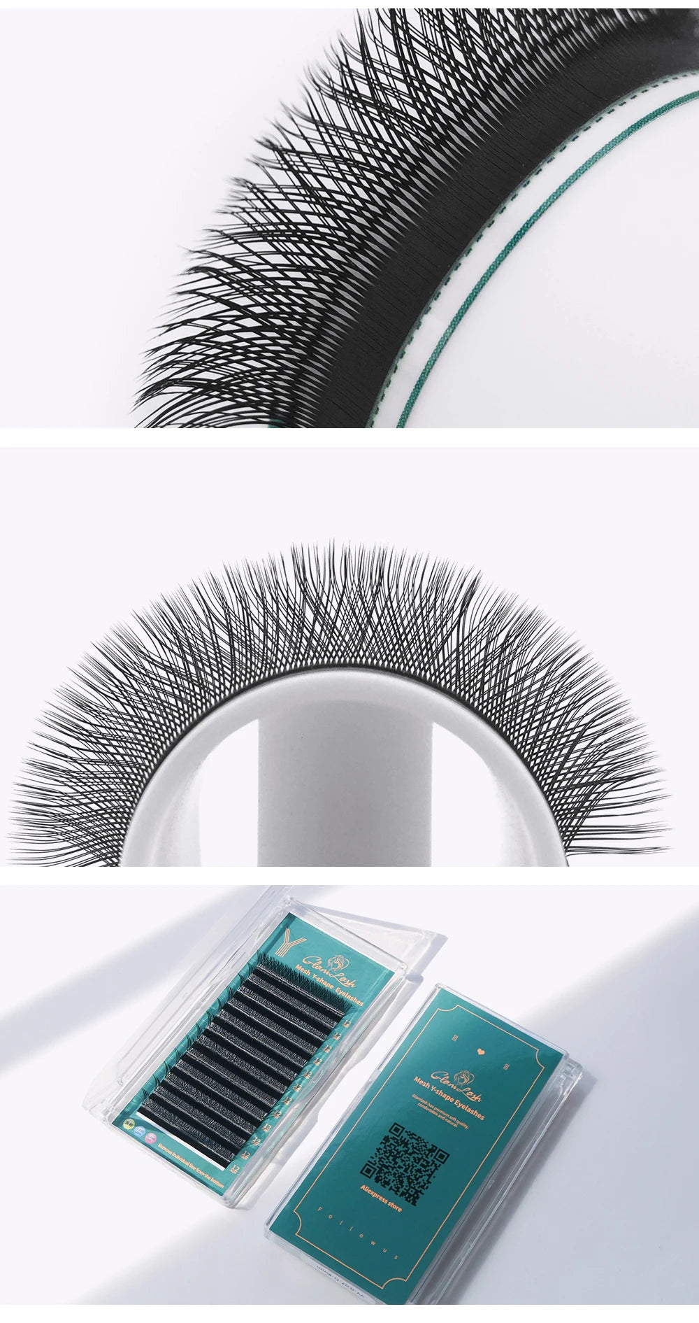 GLAMLASH Y YY W Shape Mesh Fake Natural Eyelash Extension C/D/L/LU Makeup Lashes Hand-woven Y False Premade Volume Lash