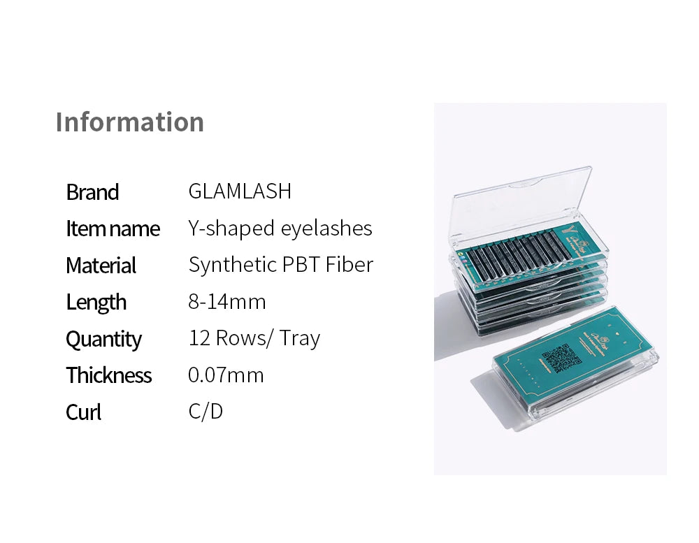 GLAMLASH Y YY W Shape Mesh Fake Natural Eyelash Extension C/D/L/LU Makeup Lashes Hand-woven Y False Premade Volume Lash