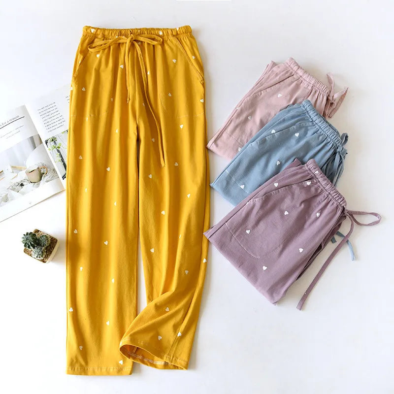 Winter Pajamas Home Pants For Women Elastic Trousers Loose Warm Thicken Fannel Pijamas Pants Sleepwear Printed Autumn Nightwear
