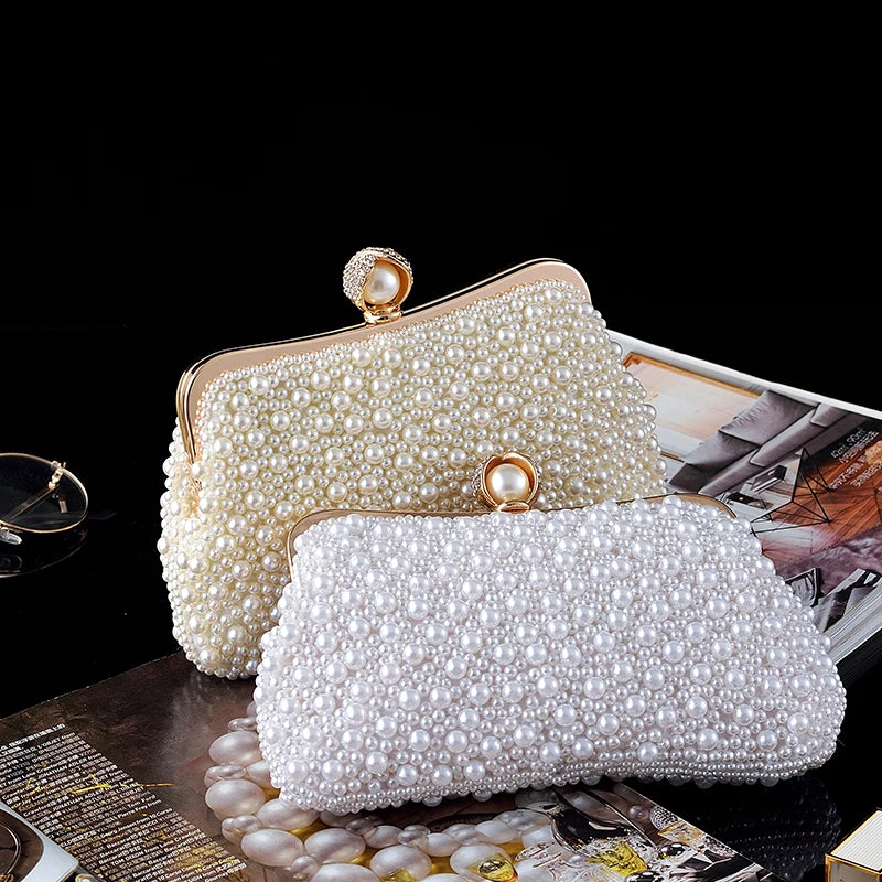 Women's Crystals / Pearls Polyester / Alloy Evening Bag Solid Color Beige