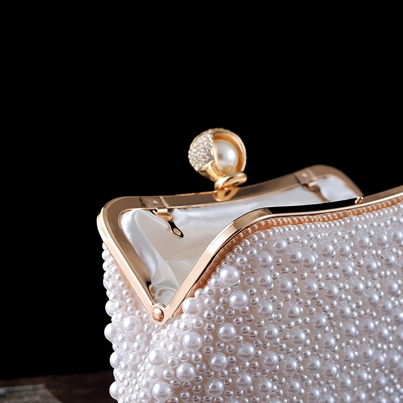 Women's Crystals / Pearls Polyester / Alloy Evening Bag Solid Color Beige