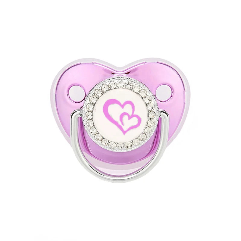 Metallic Purple Pacifier With Cover BPA Free Silicone Pacifier Name Initial Letter Dummy Teether Baby Shower Gifts For Babies