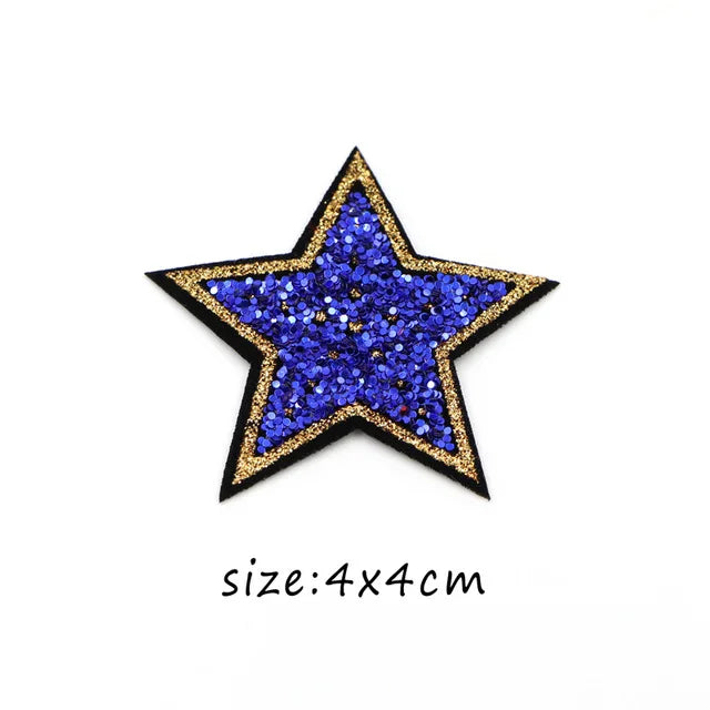 10Pcs/lot 4cm Rose Red Bling Star Patches For Clothes Iron-On Diy Parche Thermo Badge Appliques Sticker For Jeans Bags Shirt
