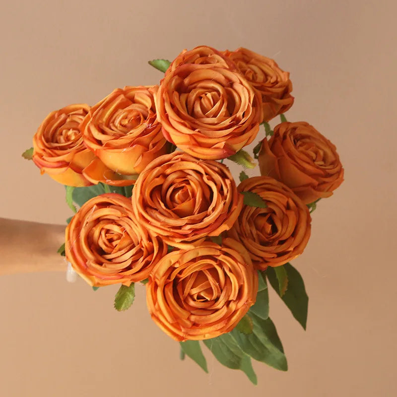 Hot 7/10 Heads Rose Bridal Bouquet Artificial Flower DIY Wedding Floral Arrangement Accessories Christmas Home Decor Photo Props