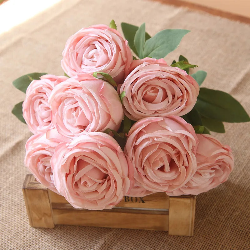 Hot 7/10 Heads Rose Bridal Bouquet Artificial Flower DIY Wedding Floral Arrangement Accessories Christmas Home Decor Photo Props