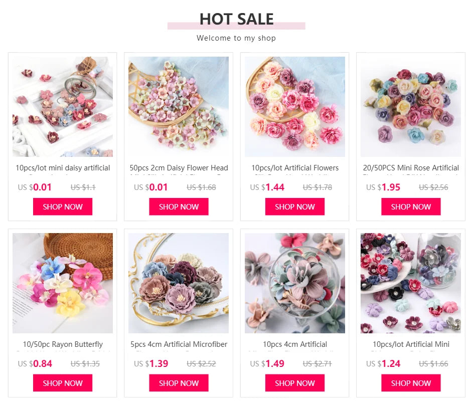 10/20PCS Artificial Flowers DIY Candy Box Cake Home Decor Christmas Decorative Wreaths Wedding Party Garden Roses Arch Silk Fake