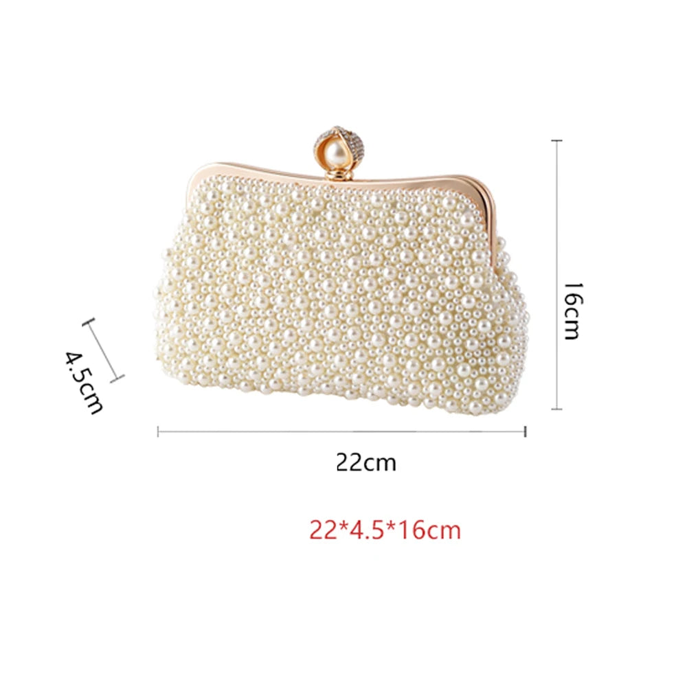 Women's Crystals / Pearls Polyester / Alloy Evening Bag Solid Color Beige