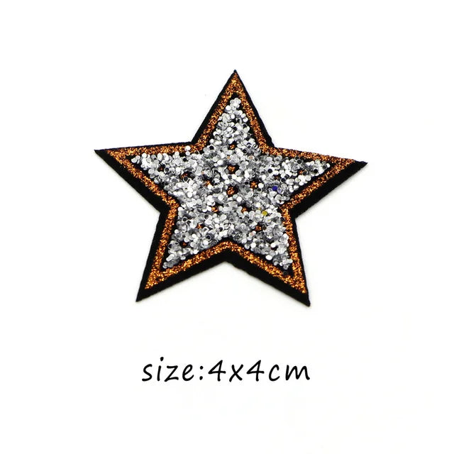 10Pcs/lot 4cm Rose Red Bling Star Patches For Clothes Iron-On Diy Parche Thermo Badge Appliques Sticker For Jeans Bags Shirt