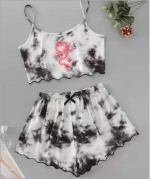 Hot Women's Sleepwear Cute Cartoon Print Short Set Pajamas for Women Pajama Set Sweet Short Sleeve V-Neck & Shorts Summer