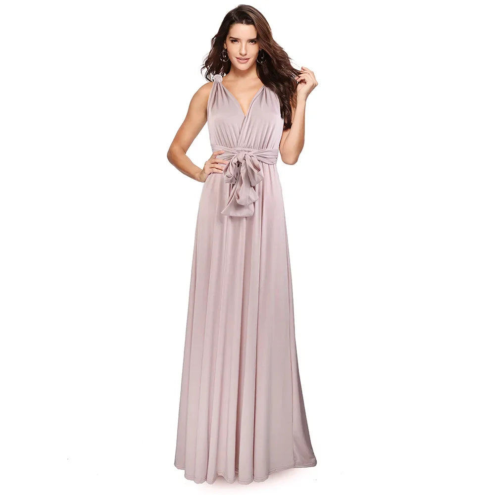 Formal Dress Women Elegant Evening Long Deep V Halter Dress Convertible Multi Way Wrap Maxi Grecian Dresses Wedding Party Dress
