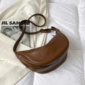 Half Moon Small PU Leather Zipper Crossbody Bags For Women Solid Color Shoulder Handbags 2025 Trends Winter Luxury Brand