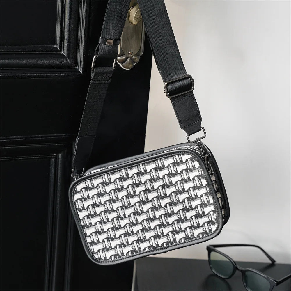 Fashion Men's Crossbody Bag Brand Designer Jacquard Canvas Crossbody Shoulder Bags For Men Small Square Shoulder Messenger Bag
