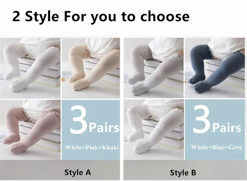 3Pairs/Lot Baby Girls Socks Lace Frilly Solid Cotton Long Knee High Kids Sock Infant Newborn Spring Children Ruffle Cute Socken