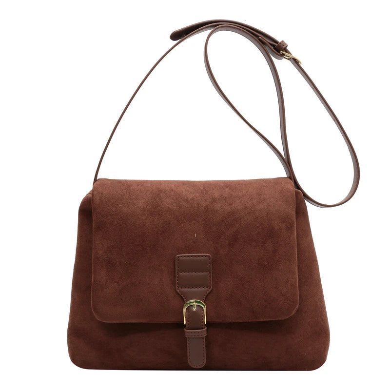 Vintage Brown Suede Soft PU Leather Women Shoulder Bags Large Capacity Crossbody Bag Tote Bag High Quality Fashion Hobo Handbags