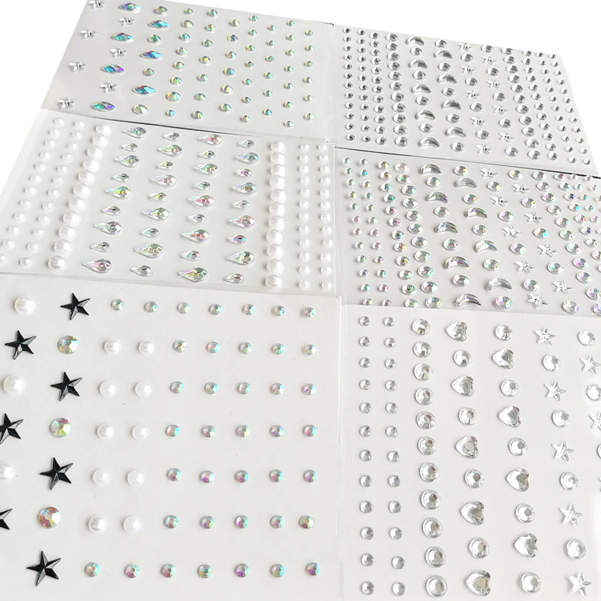 3D Eyes Face Makeup Temporary Tattoo Self Adhesive Beauty White Pearl Jewels Stickers Festival Body Art Decorations Nail Diamond