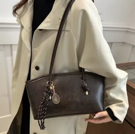 PU Leather Shoulder Bag for Women Y2K Trend 2025 Fashion Girls Handbags Large Capacity Female Crossbody Bag Retro Tote Bag