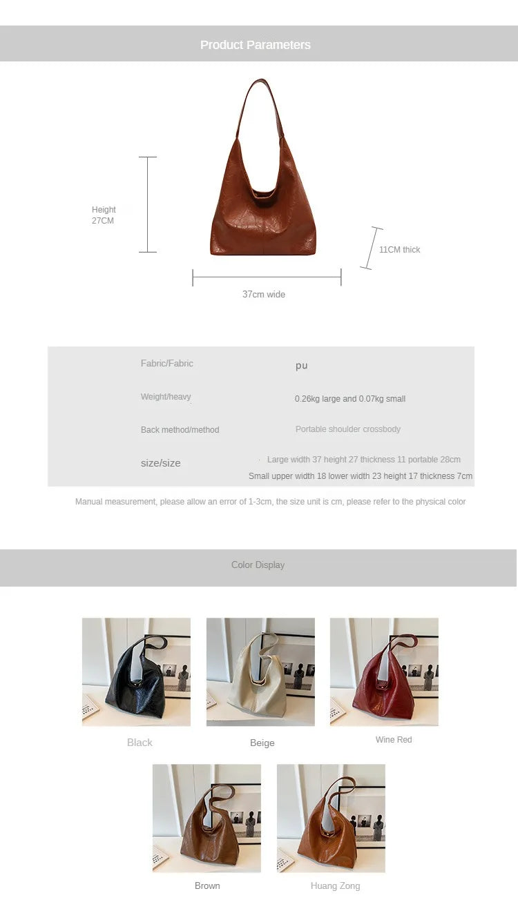 Soft PU Leather Shoulder Bag for Women Wedding Totes All-match Commuter Underarm Bag Bolso Mujer Fashion Large Capacity Handbag