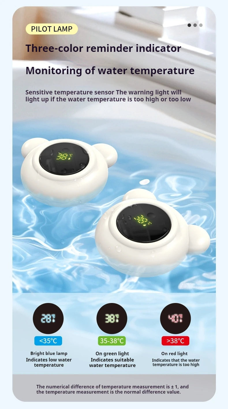 1pc Little Bear Baby Water Temperature Gauge, Button Cell Child/Baby Bath Digital Temperature Gauge - Home Use