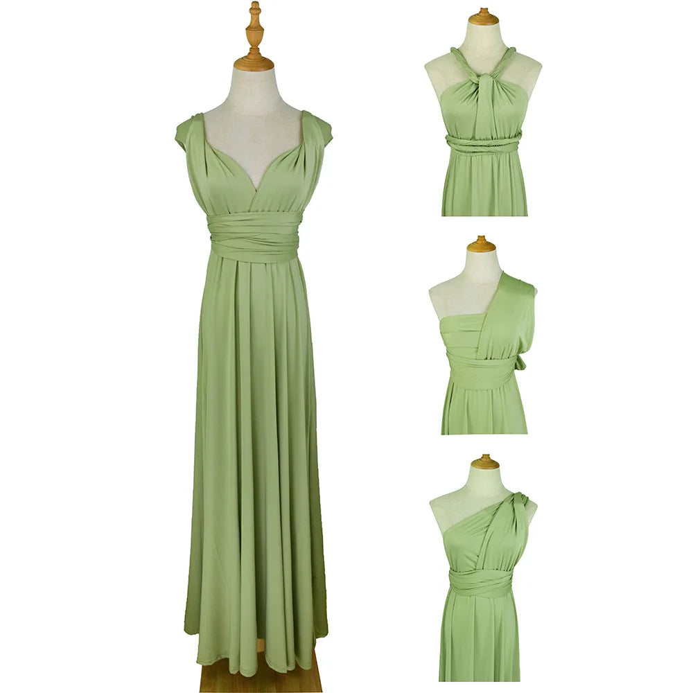 Formal Dress Women Elegant Evening Long Deep V Halter Dress Convertible Multi Way Wrap Maxi Grecian Dresses Wedding Party Dress