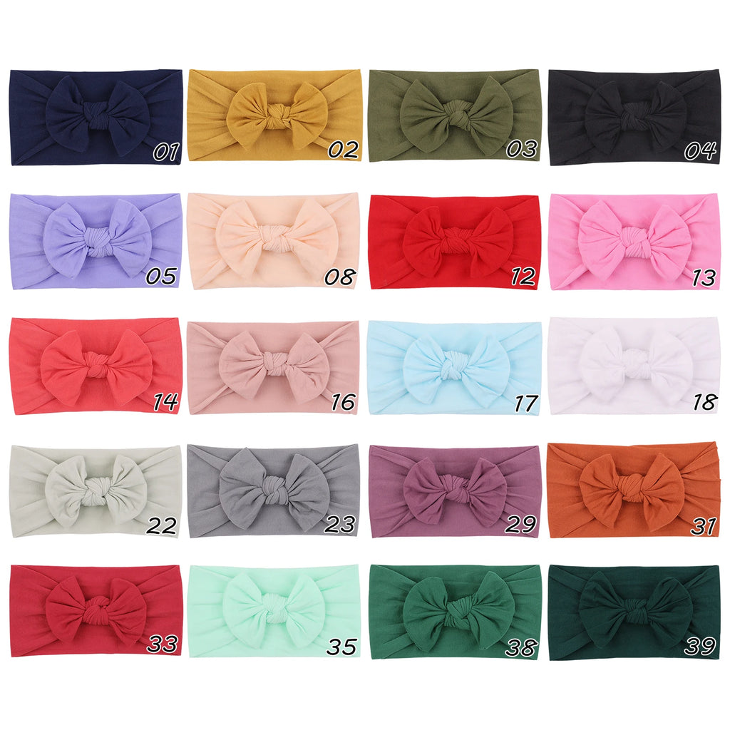 48 colors Baby Bowknot Hairband Broadside Headband Kids Girls Boutique Elastic Protect Turban Headwear Baby Hair Accessories