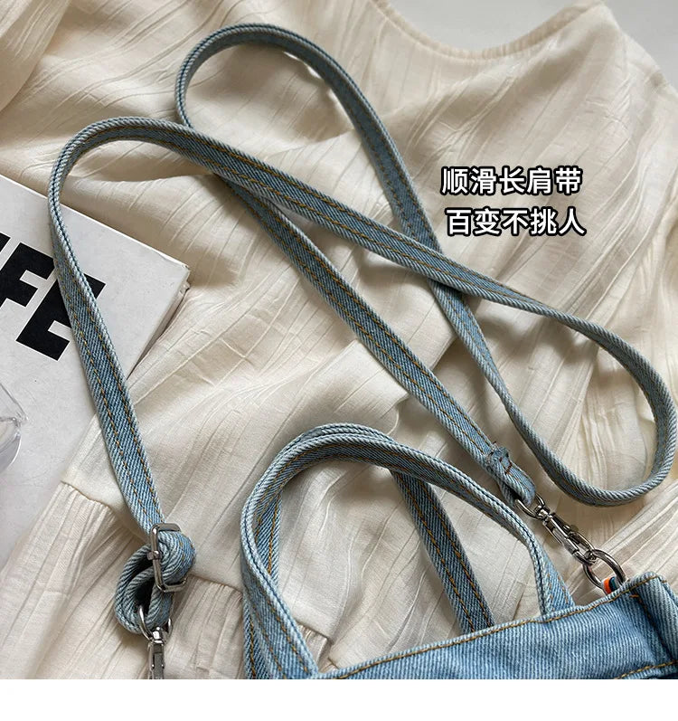Ladies' Crossbody Bags Creative Retro Washed Denim Personalized Fashionable Verstaile Handbags High-quality Shoulder Bags Girl