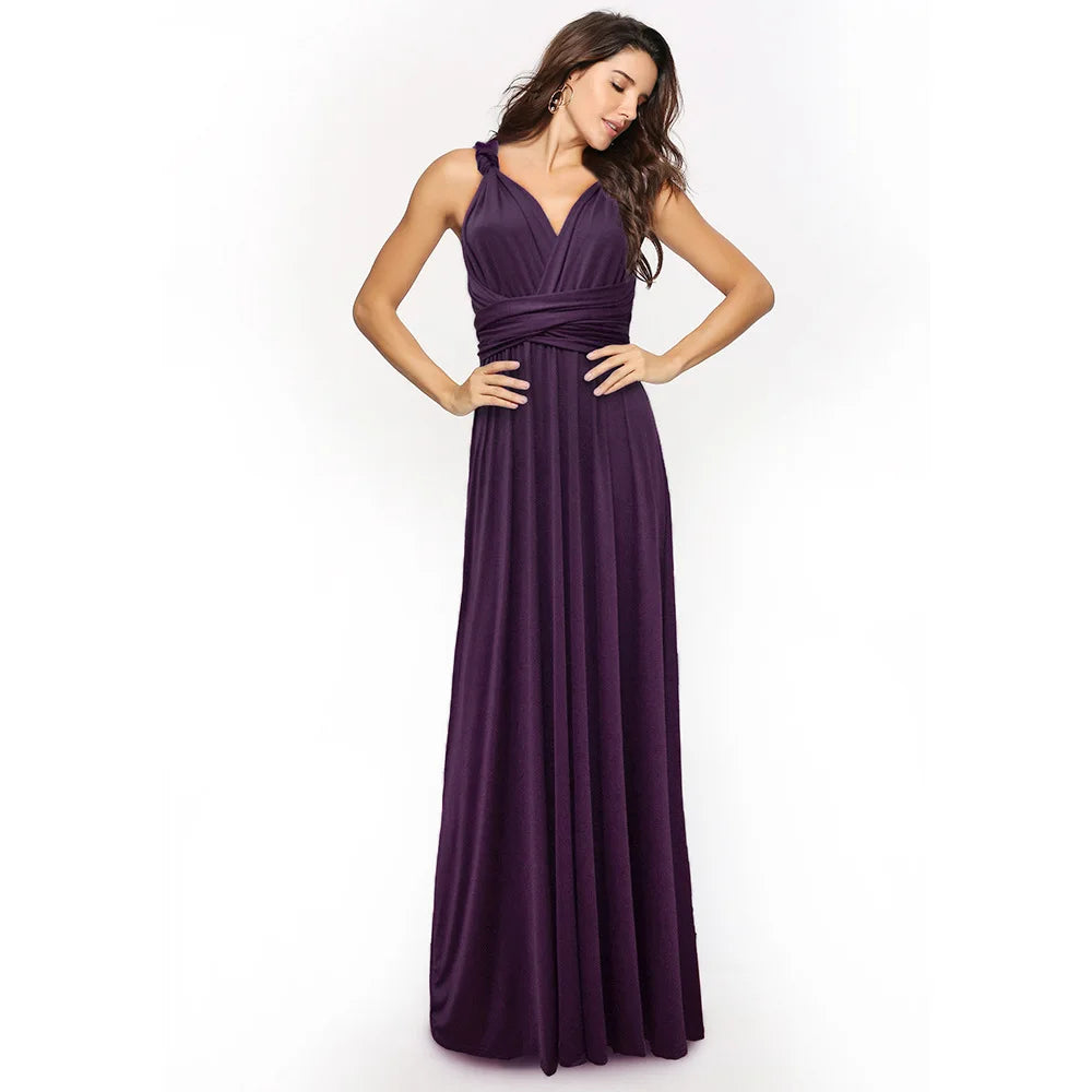 Formal Dress Women Elegant Evening Long Deep V Halter Dress Convertible Multi Way Wrap Maxi Grecian Dresses Wedding Party Dress