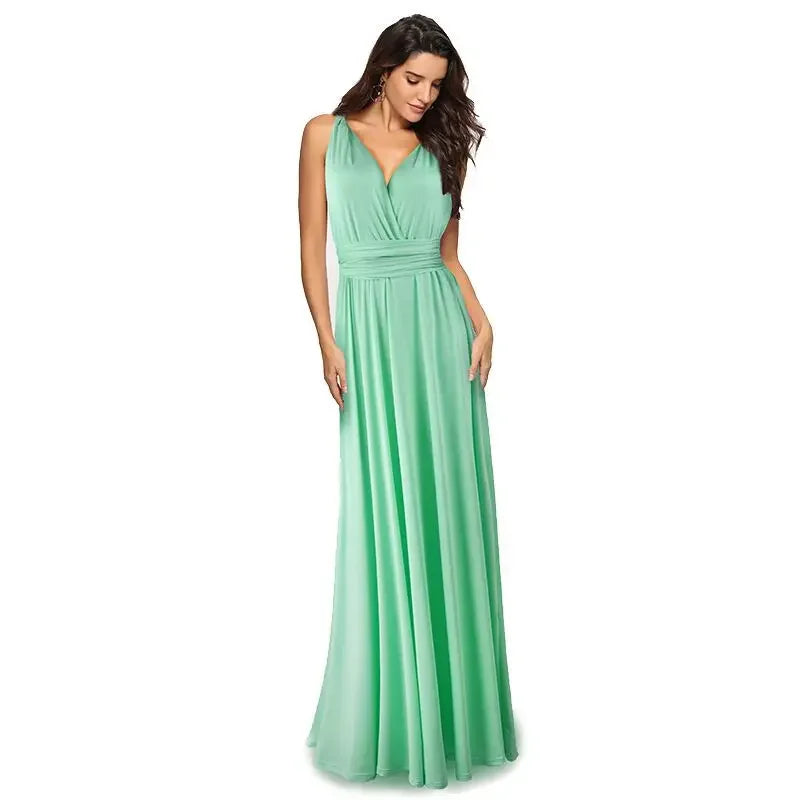 Formal Dress Women Elegant Evening Long Deep V Halter Dress Convertible Multi Way Wrap Maxi Grecian Dresses Wedding Party Dress