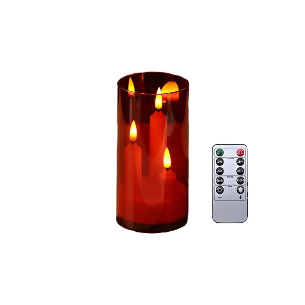 3 in 1 Design Flameless Taper Candles Transparent Lampshade Warm Light Flickering LED Candles Romantic Decorative