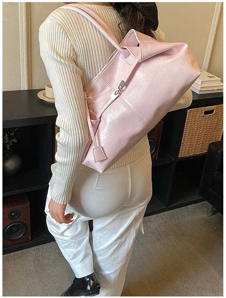 2026 New Large Capacity Soft Leather Pleated Women's Handbag Retro Commuter Tote Bag Quality Single Shoulder Slant Bag