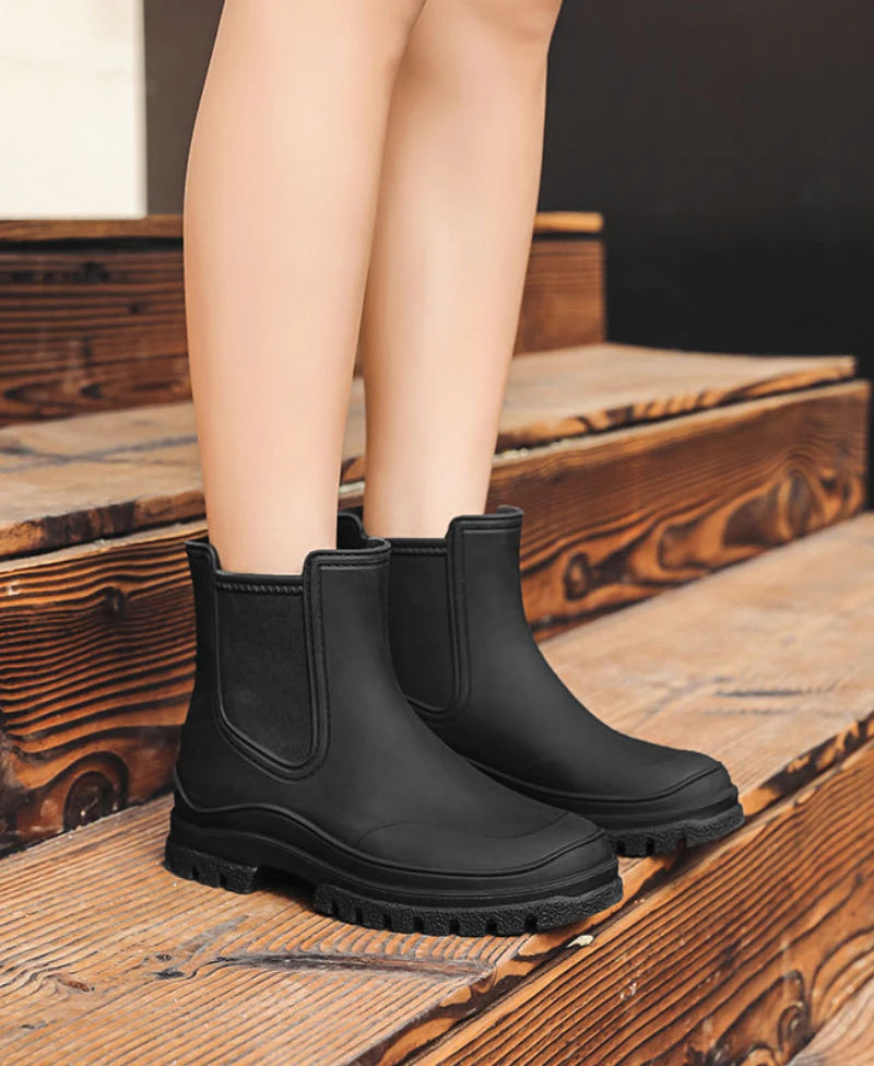 Rubber Boot for Women's Rain Shoes Waterproof Work Garden Galoshes Fishing Rainboots Skateboard Ankle Kitchen Shoes Footwear