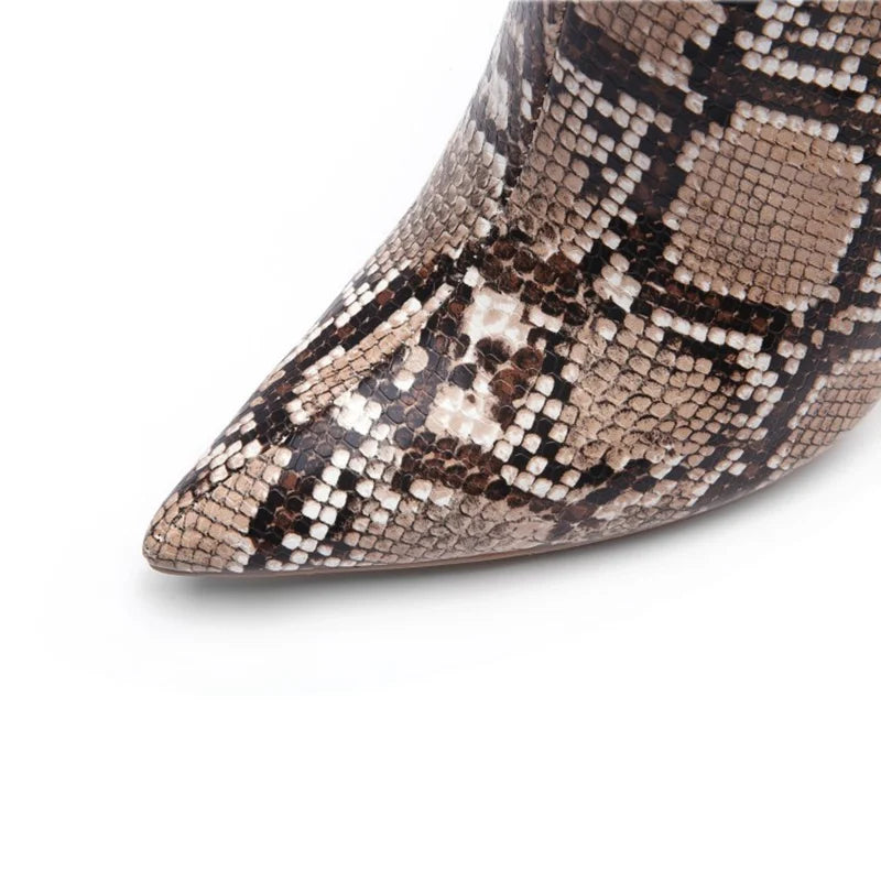 SIMLOVEYO 2021 Boots Snakeprint Thin High Heels Ankle Autumn bootie work shoes big size 45 B1397