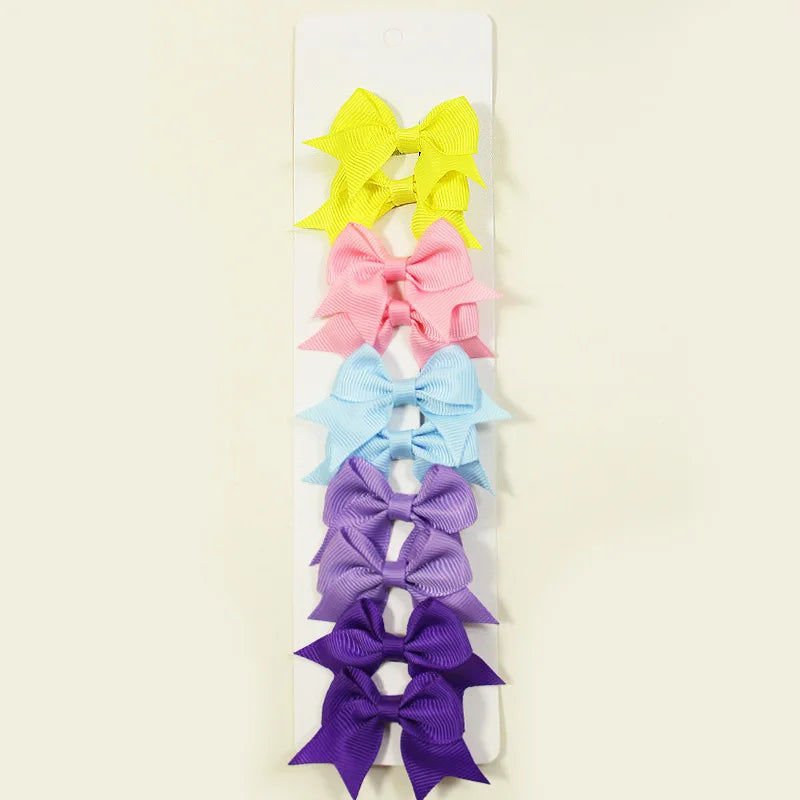 10Pcs/Set New Cute Solid Ribbon Bowknot Hair Clips for Baby Girls Handmade Bows Hairpin Barrettes Headwear Baby Hair Accessories
