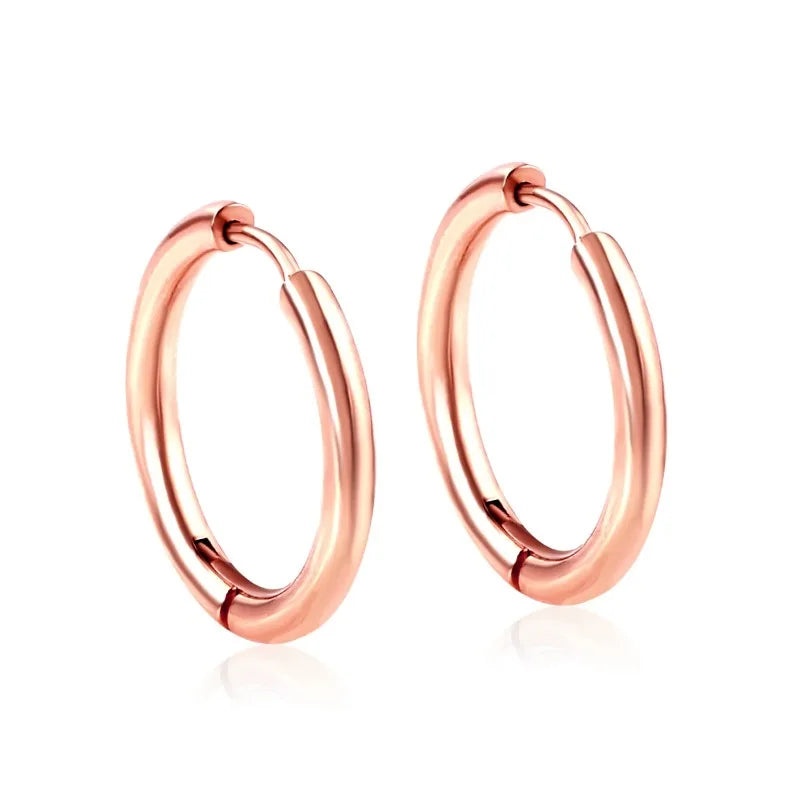 2Pcs Small Hoop Earrings for Women Men, Silver Color Stainles Steel Round Circle Pendientes Mujer Hypoallergeic