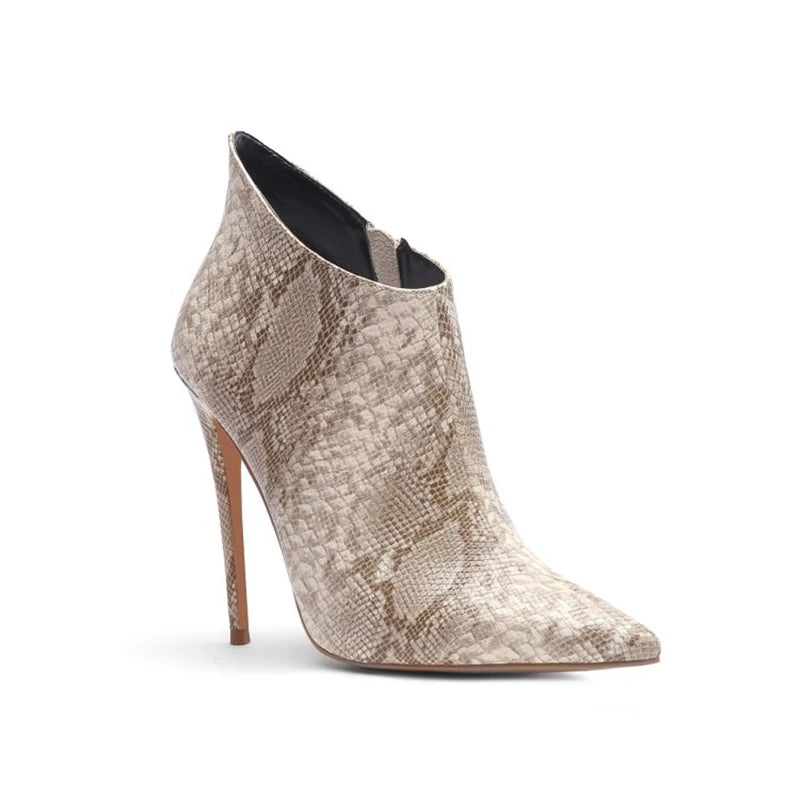 SIMLOVEYO 2021 Boots Snakeprint Thin High Heels Ankle Autumn bootie work shoes big size 45 B1397