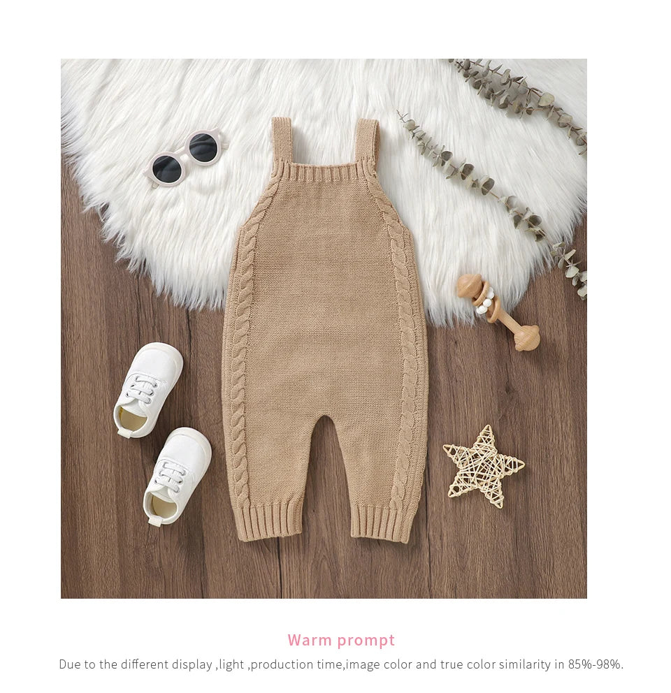 Baby Girls Rompers Knitted Casual Sleeveless Newborn Infant Boys Solid Jumpsuits Playsuits 0-18m Toddler Unisex Outfits Clothes