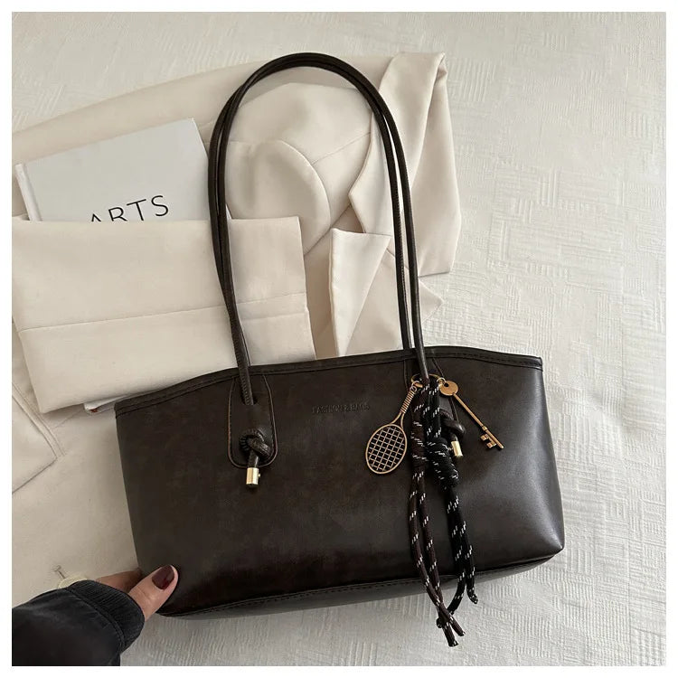 PU Leather Shoulder Bag for Women Y2K Trend 2025 Fashion Girls Handbags Large Capacity Female Crossbody Bag Retro Tote Bag