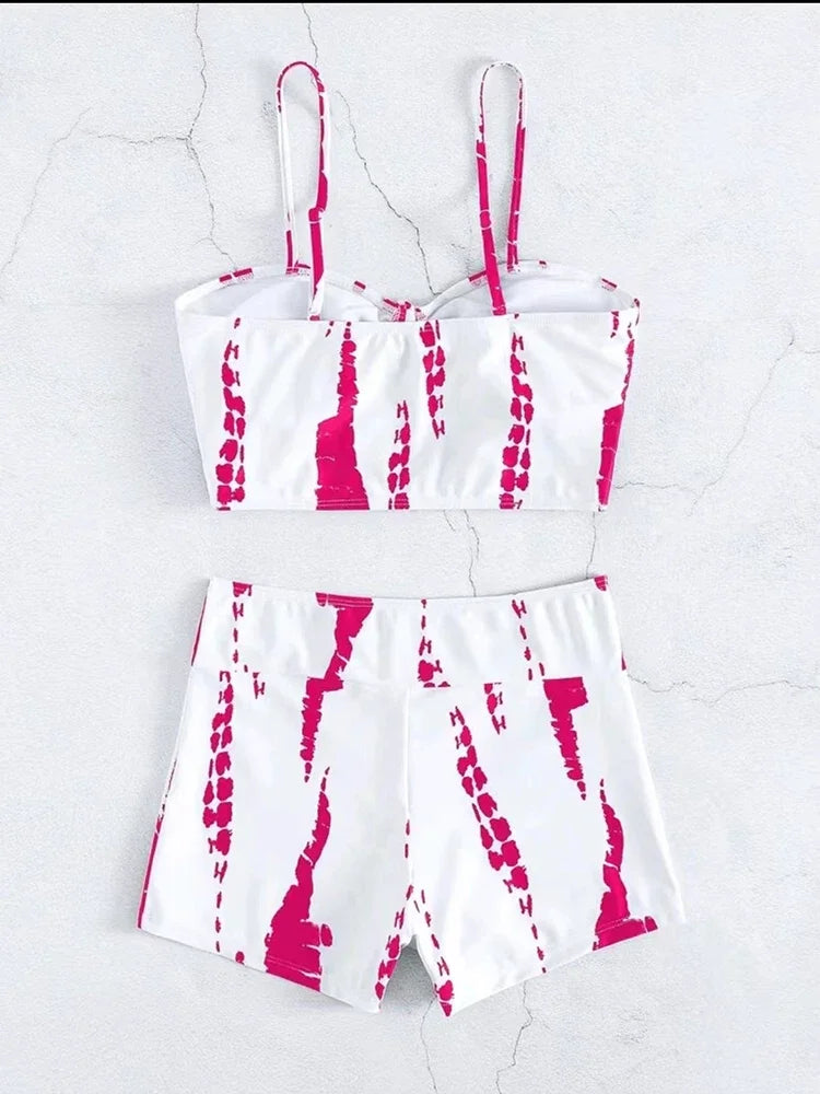 Drawstring Front Shorts Bikinis High Waist Swimsuit Women Swimwear Female Bathers Bathing Swimming Swim Suit Beachwear