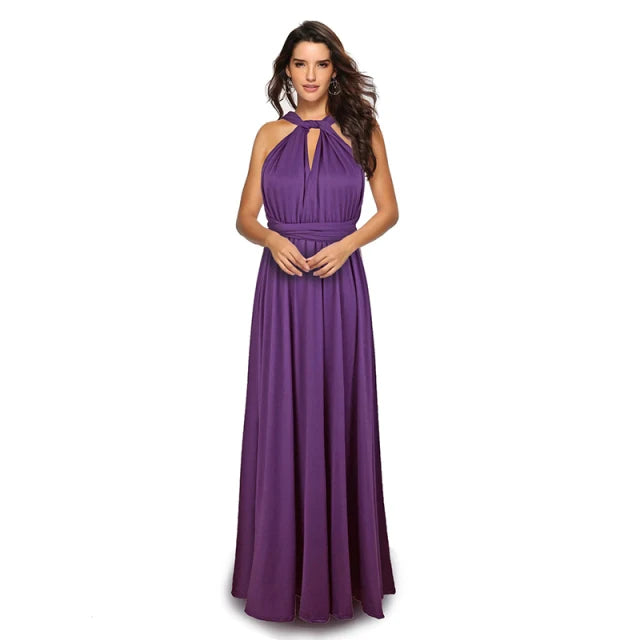 Formal Dress Women Elegant Evening Long Deep V Halter Dress Convertible Multi Way Wrap Maxi Grecian Dresses Wedding Party Dress
