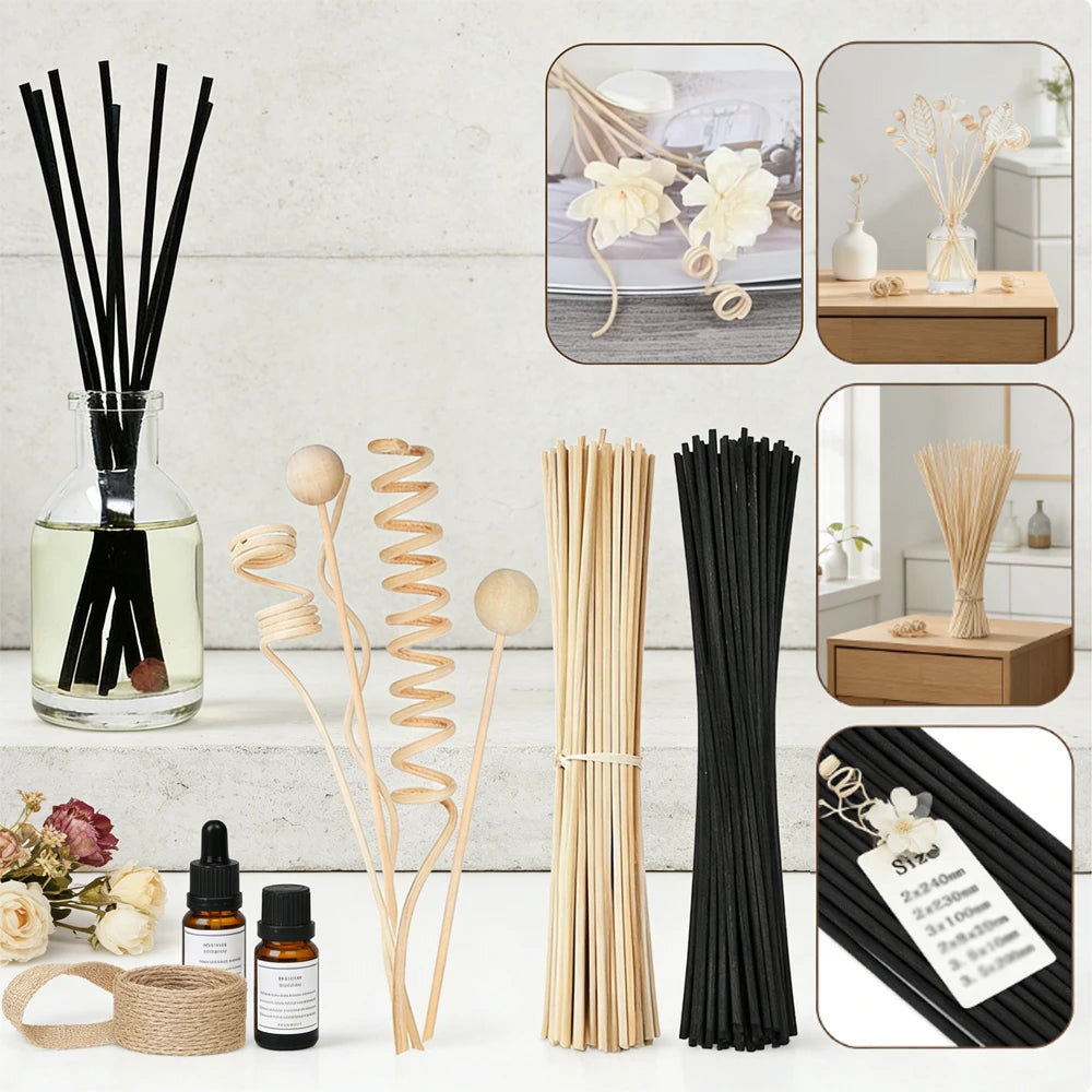 20-100pcs Natural Reed Diffuser Sticks, Rattan Fireless Fragrance for DIY Home Decor, Aromatherapy & Ornament Crafting