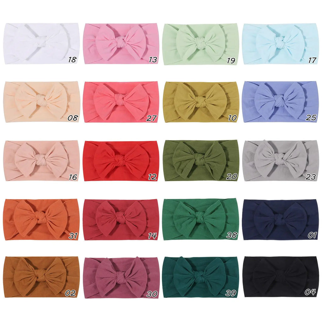 48 colors Baby Bowknot Hairband Broadside Headband Kids Girls Boutique Elastic Protect Turban Headwear Baby Hair Accessories