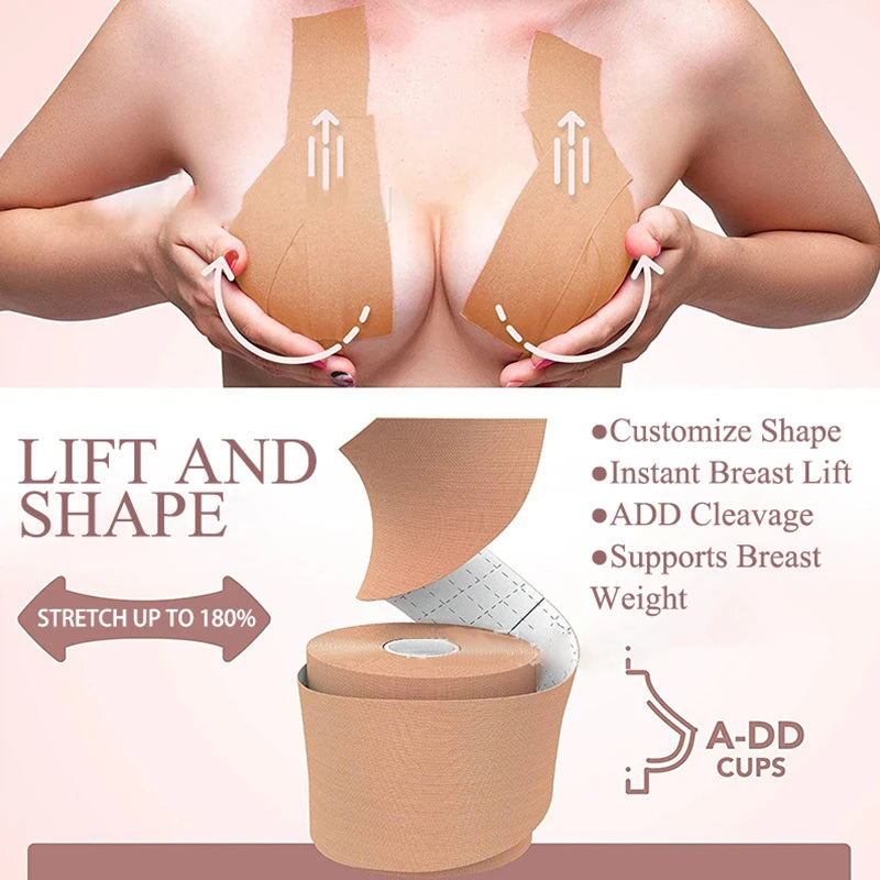 Boobtape for Breast Lift with Petals Sticky Adhesive Bra Tape Push Up Boobytape for Large Breasts Invisible Nipple Covers