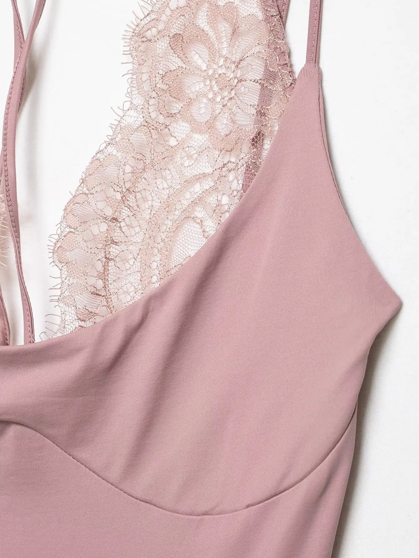 KONDALA Woman Sexy Night Party Pink Bodysuits Patchwork Lace Sleeveless Streetwear Slim Bodysuits Fashion Mujer Sheath Tops
